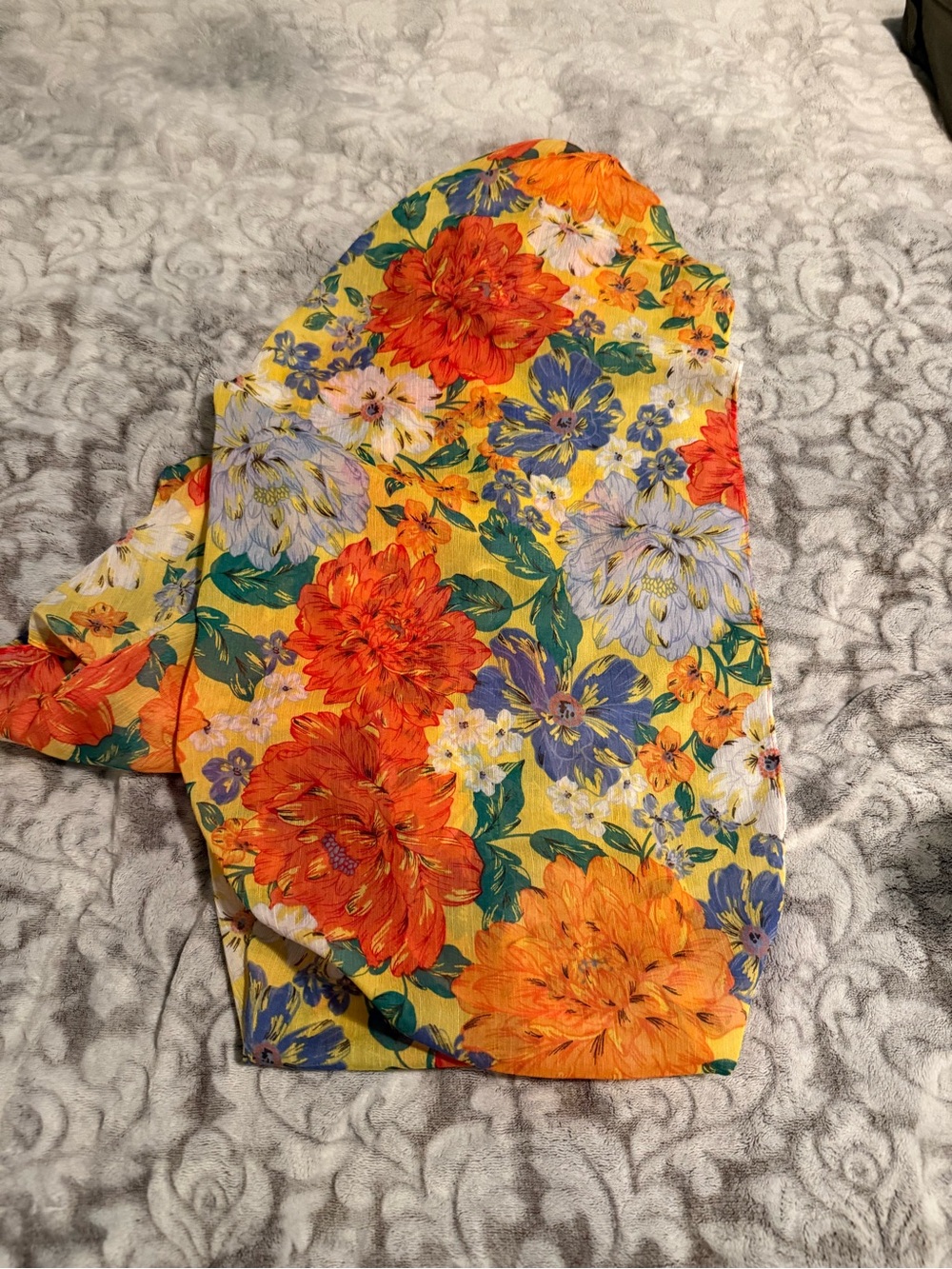 aerie Floral Yellow sarong with Orange, Purple & Green Accents